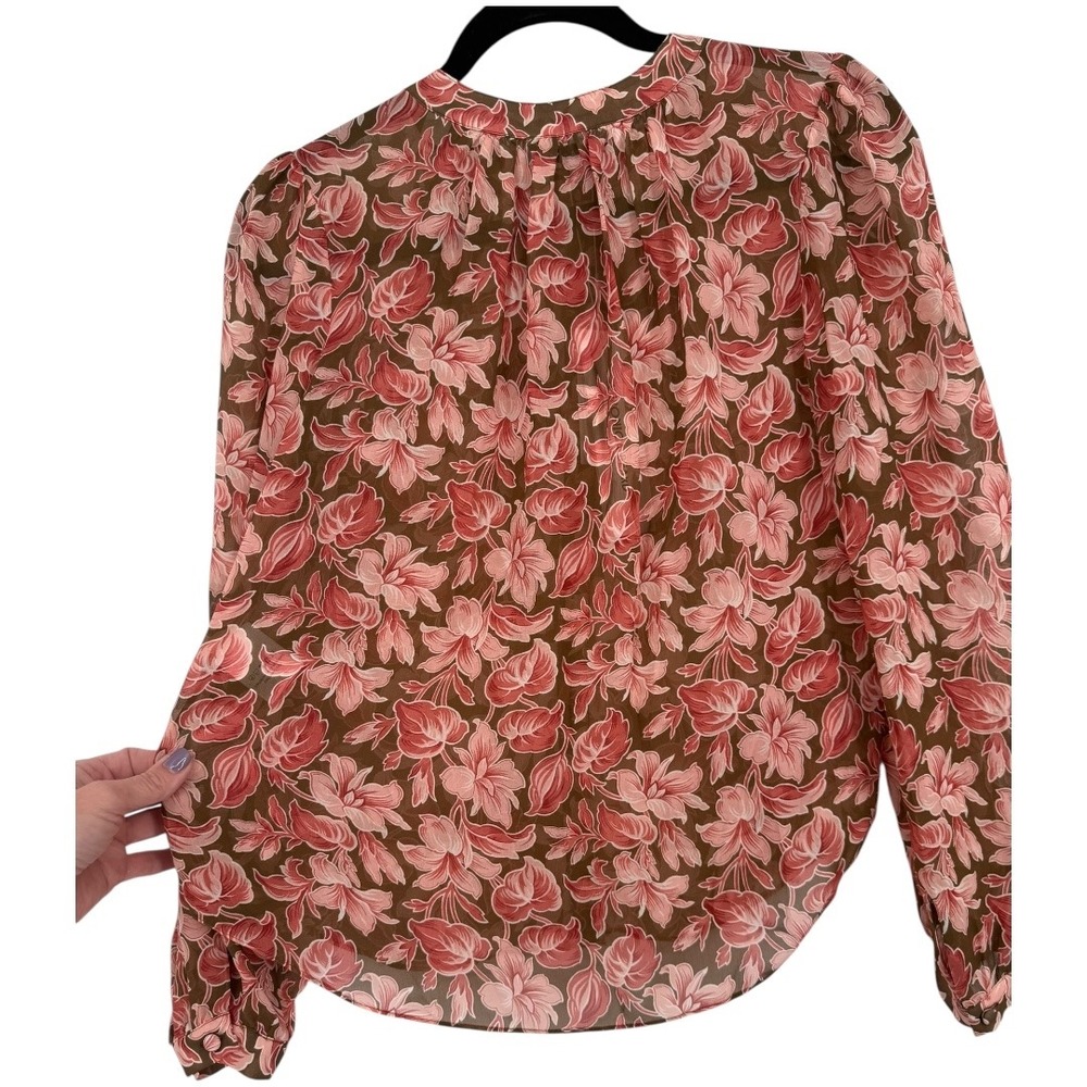 NWOT Veronica Beard Ashlynn Silk Floral Blouse Top Deep Ochre Multi Size 6 - Picture 11 of 16